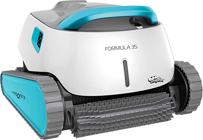 MAYTRONICS Dolphin Formula 35 - Robot Limpiafondos de Piscina - Automático - para Piscinas de hasta 12 m - Limpia Fondo, Paredes y Línea de Agua - Incluye Carro de Transporte - Garantía de 2 Años